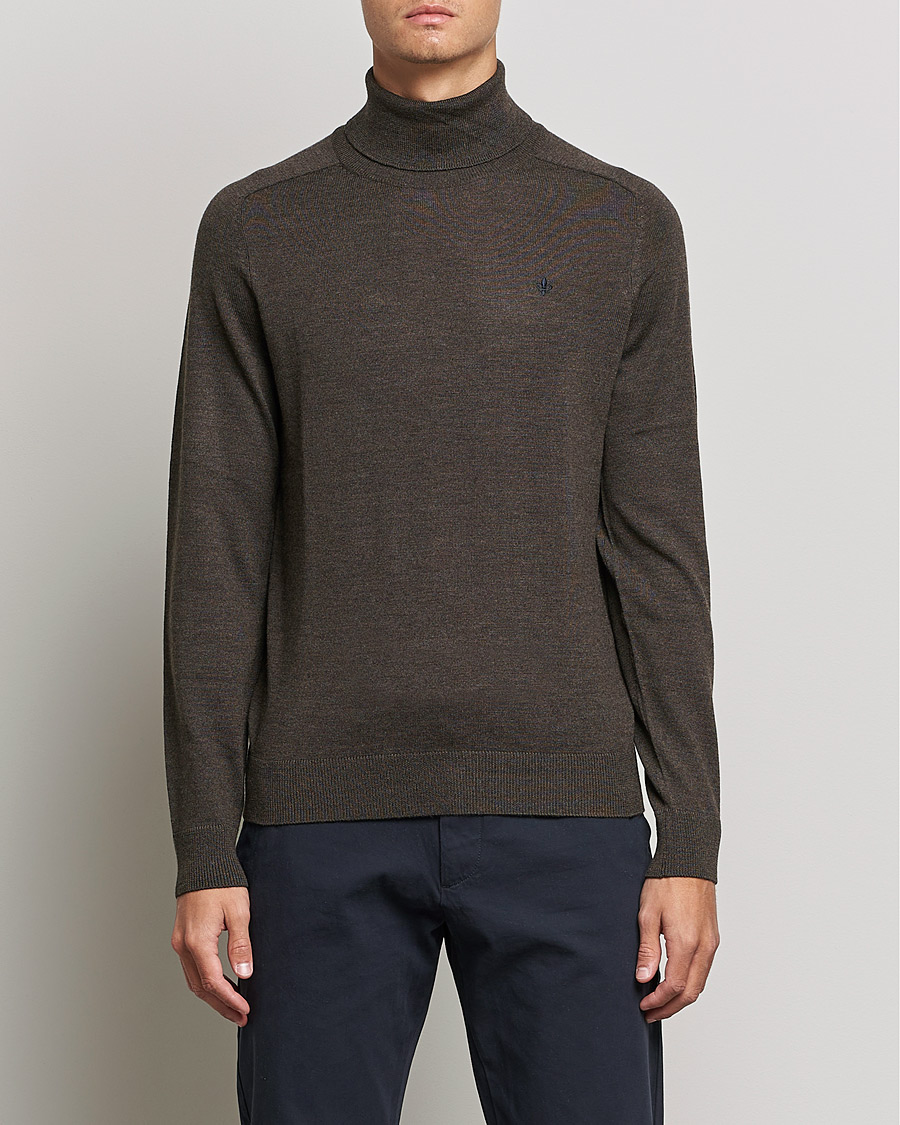 Herren | Rollkragenpullover | Morris | Merino Rollneck Dark Brown Melange