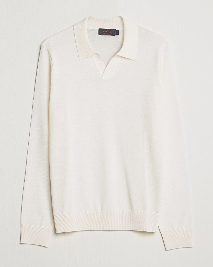 Herren | Pullover | Morris | Delon Merino Knitted Polo Shirt Off White