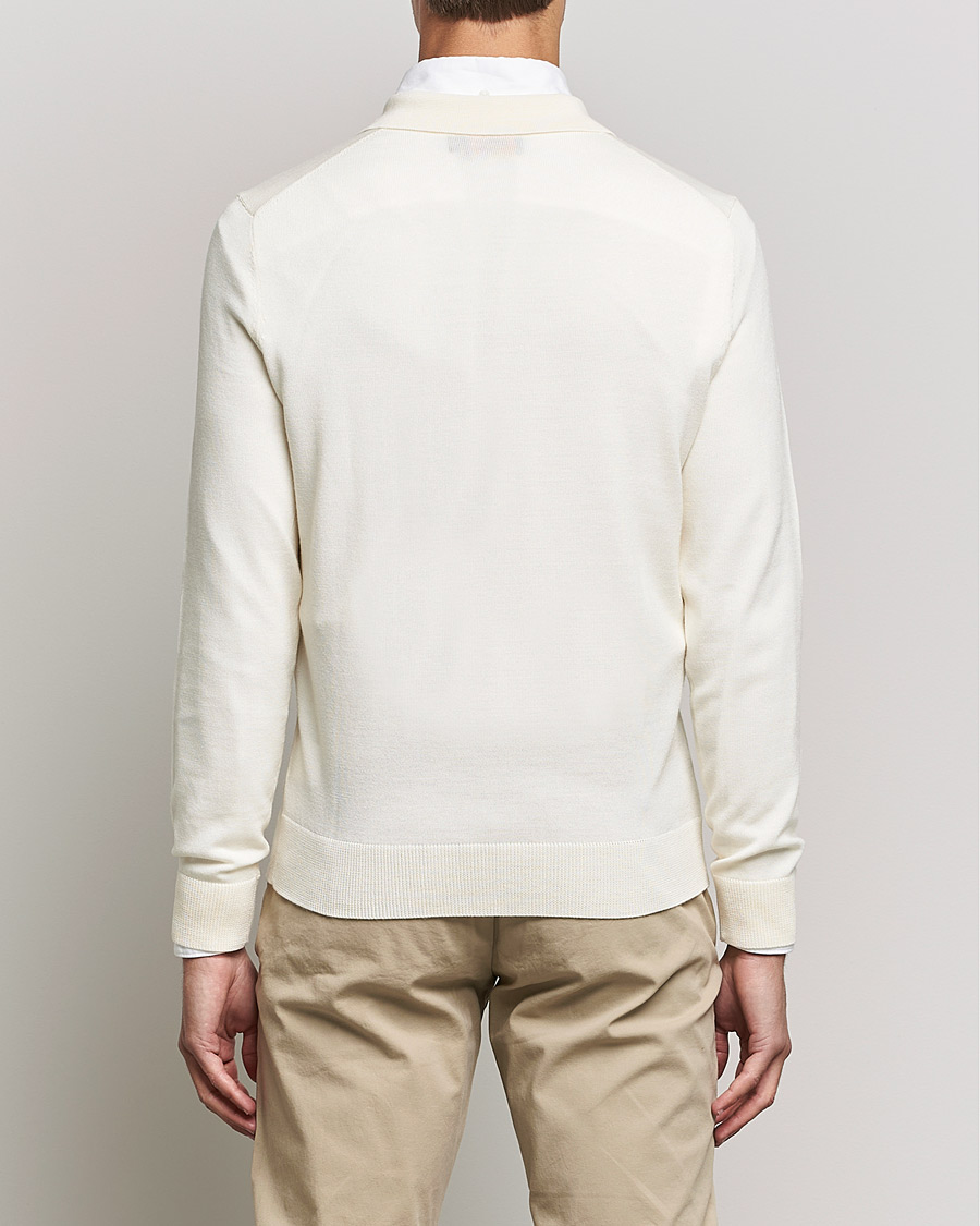 Herren | Pullover | Morris | Delon Merino Knitted Polo Shirt Off White
