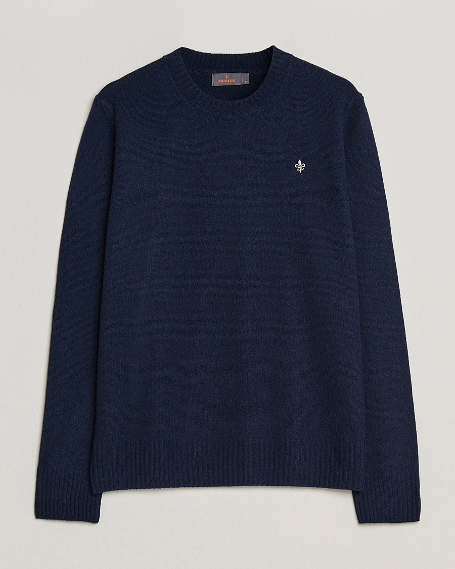 Herren | Pullover | Morris | Kieran Wool Crew Neck Navy