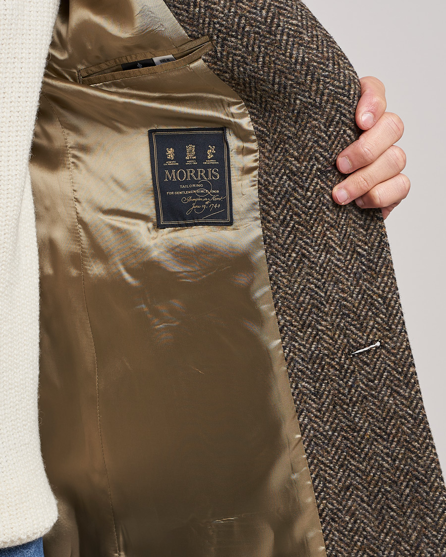 Herren | Jacken | Morris | Wool Herringbone Coat Dark Brown