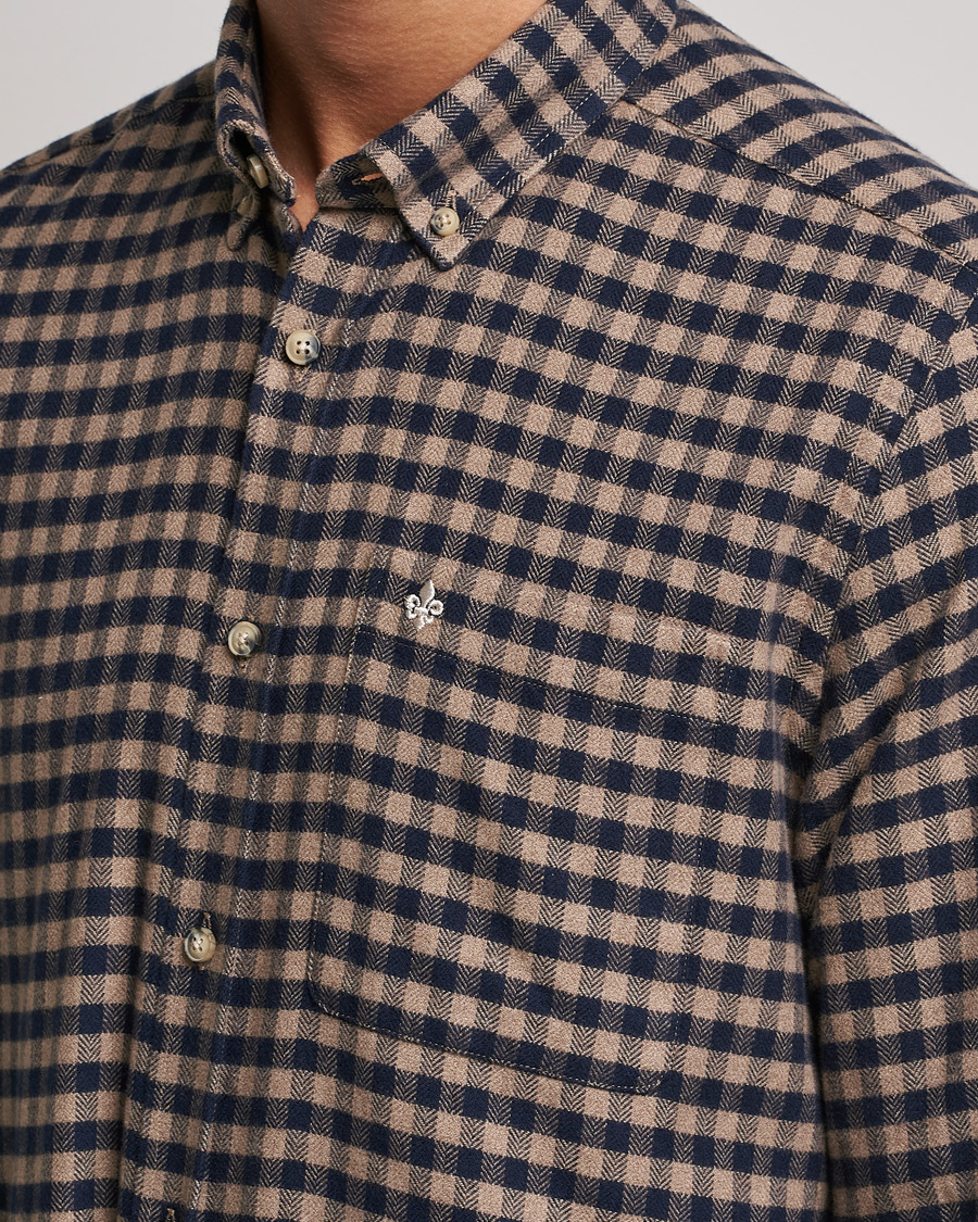 Herren | Hemden | Morris | Brushed Twill Checked Shirt Navy/Brown