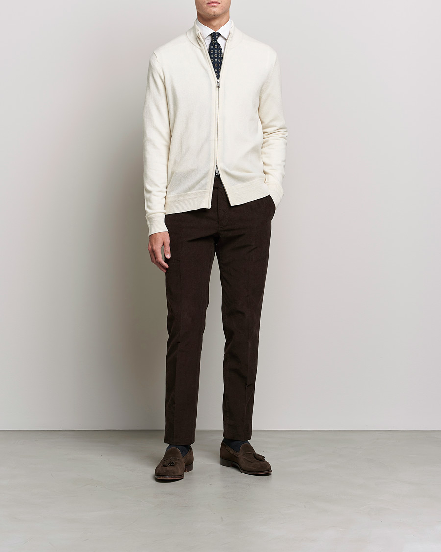 Herren | Pullover | Morris Heritage | Dalton Wool/Cashmere Full Zip Off White