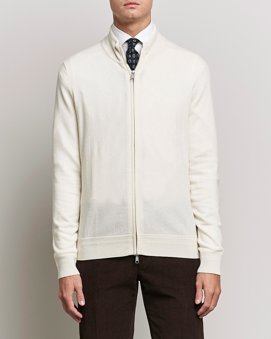 Herren | Pullover | Morris Heritage | Dalton Wool/Cashmere Full Zip Off White