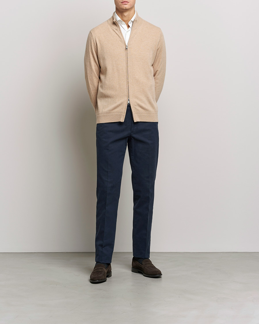 Herren | Pullover | Morris Heritage | Dalton Wool/Cashmere Full Zip Camel