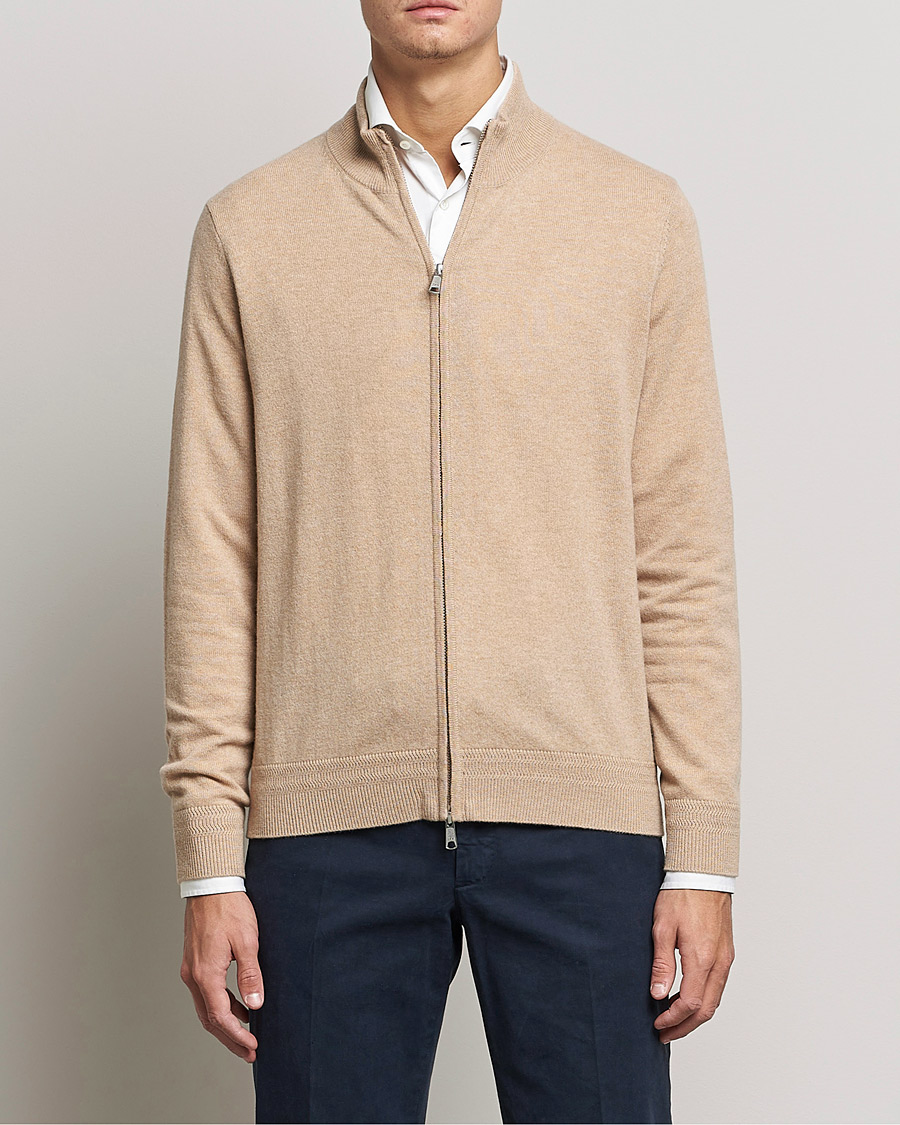 Herren | Pullover | Morris Heritage | Dalton Wool/Cashmere Full Zip Camel