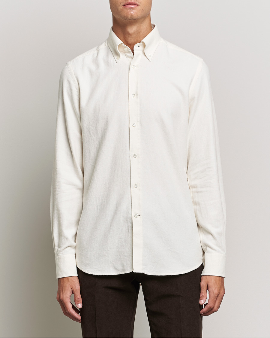 Herren | Flannellhemden | Morris Heritage | Button Down Flannel Shirt Off White