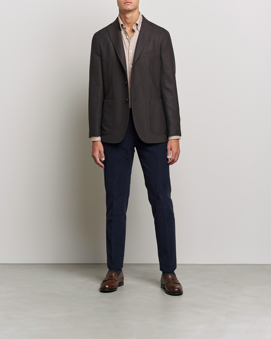 Herren | Hemden | Morris Heritage | Button Down Flannel Shirt Brown