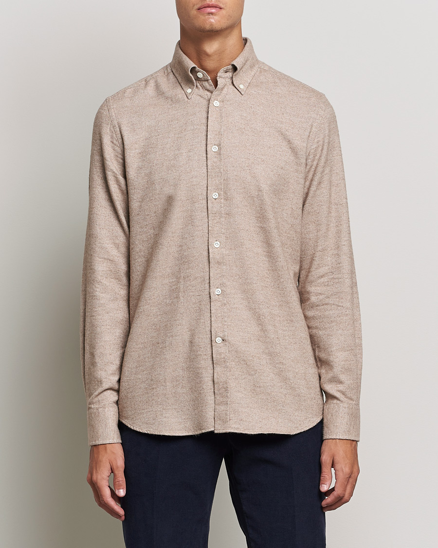 Herren | Hemden | Morris Heritage | Button Down Flannel Shirt Brown