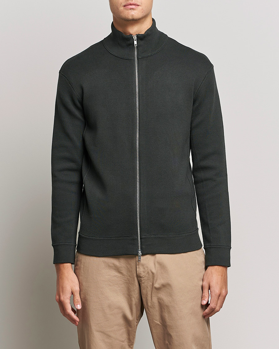 Herren | Pullover | NN07 | Luis Knitted Full-Zip Sweater Dark Army