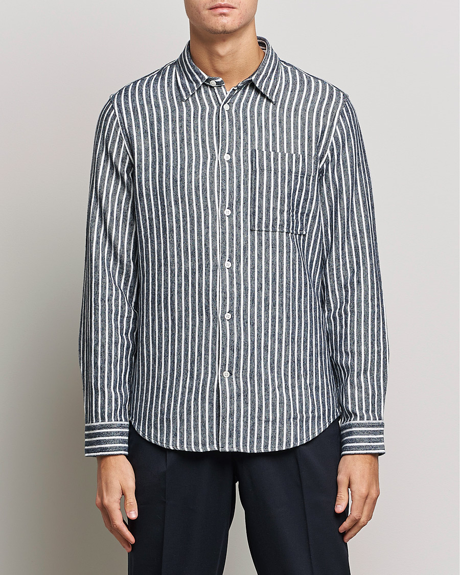 Herren | Hemden | NN07 | Arne Flannel Striped Shirt Blue/White