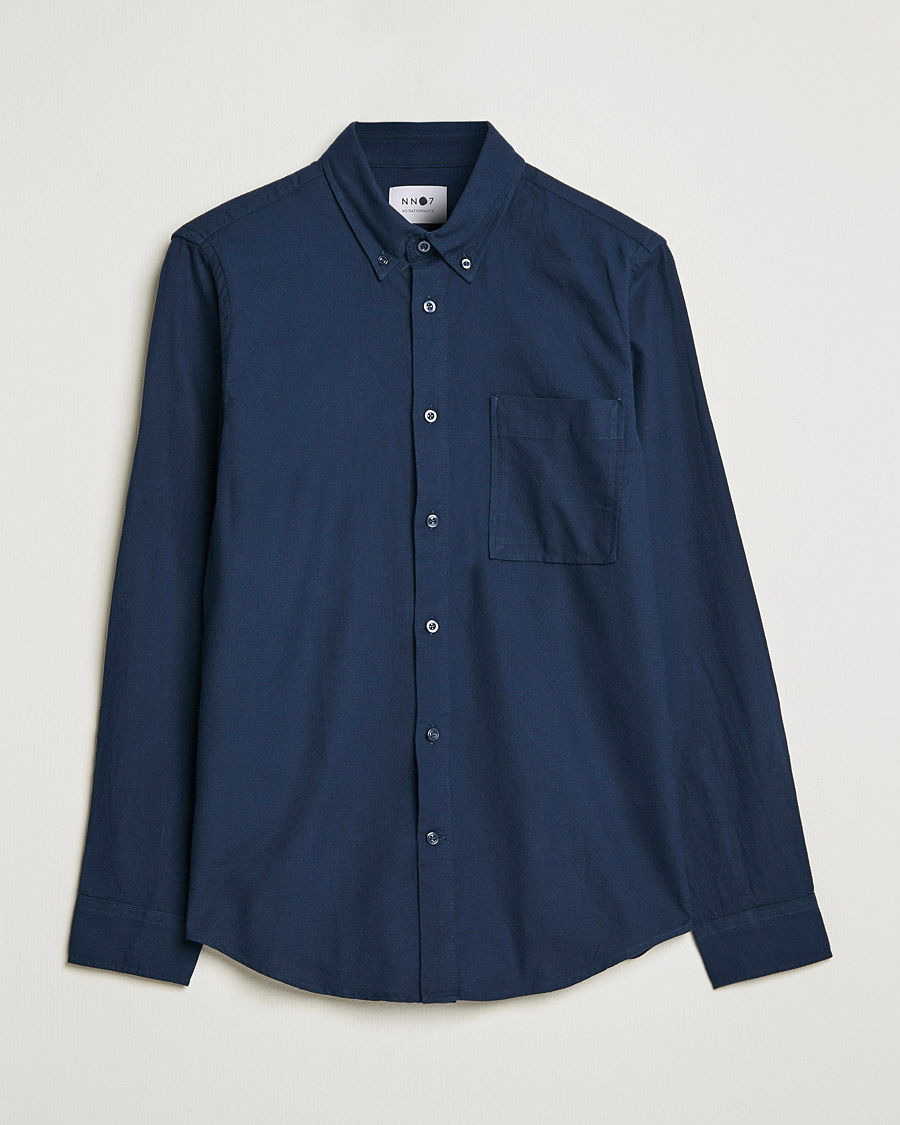 Herren | NN07 | NN07 | Arne Brushed Flannel Shirt Navy Blue