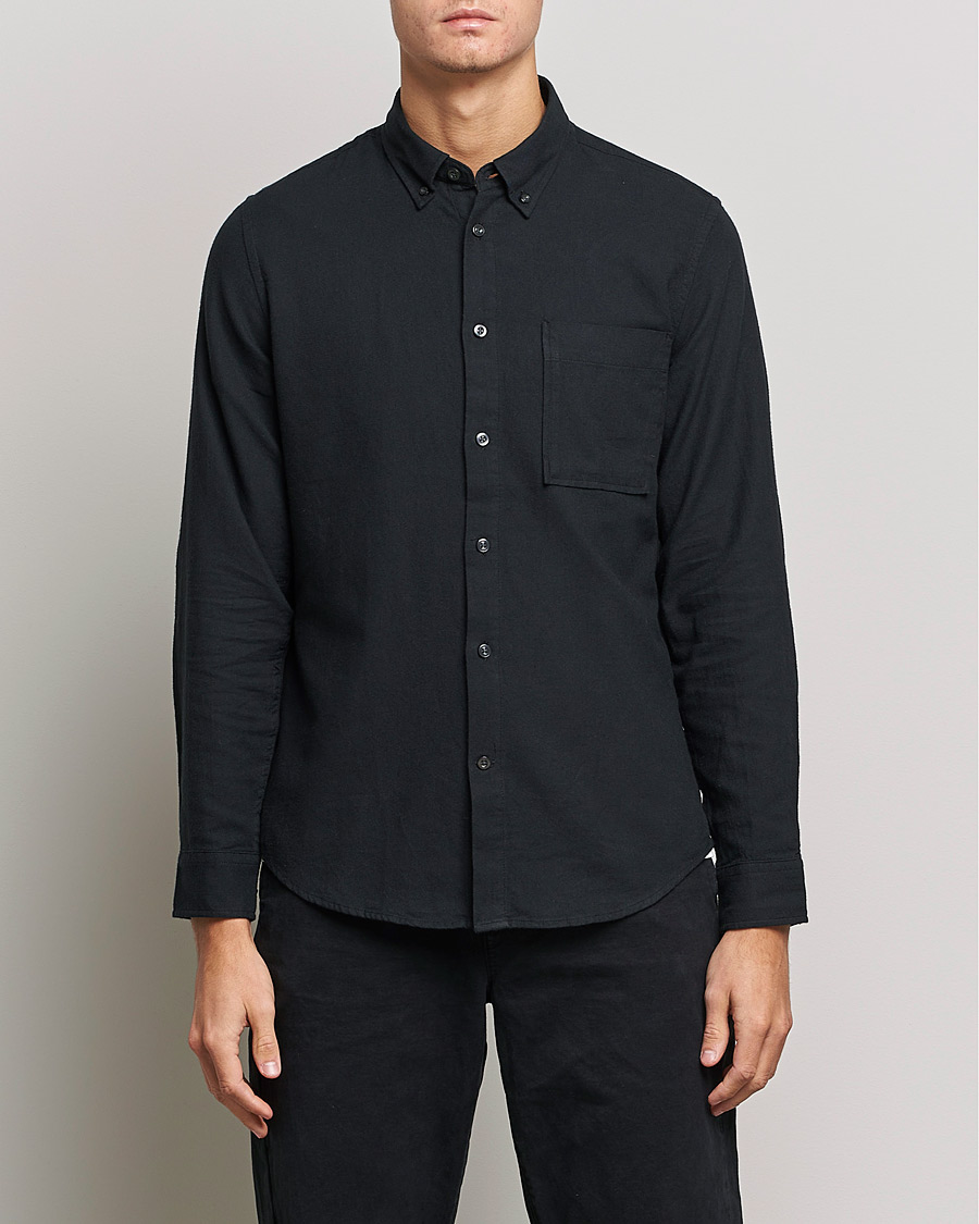 Herren | Flannellhemden | NN07 | Arne Brushed Flannel Shirt Black