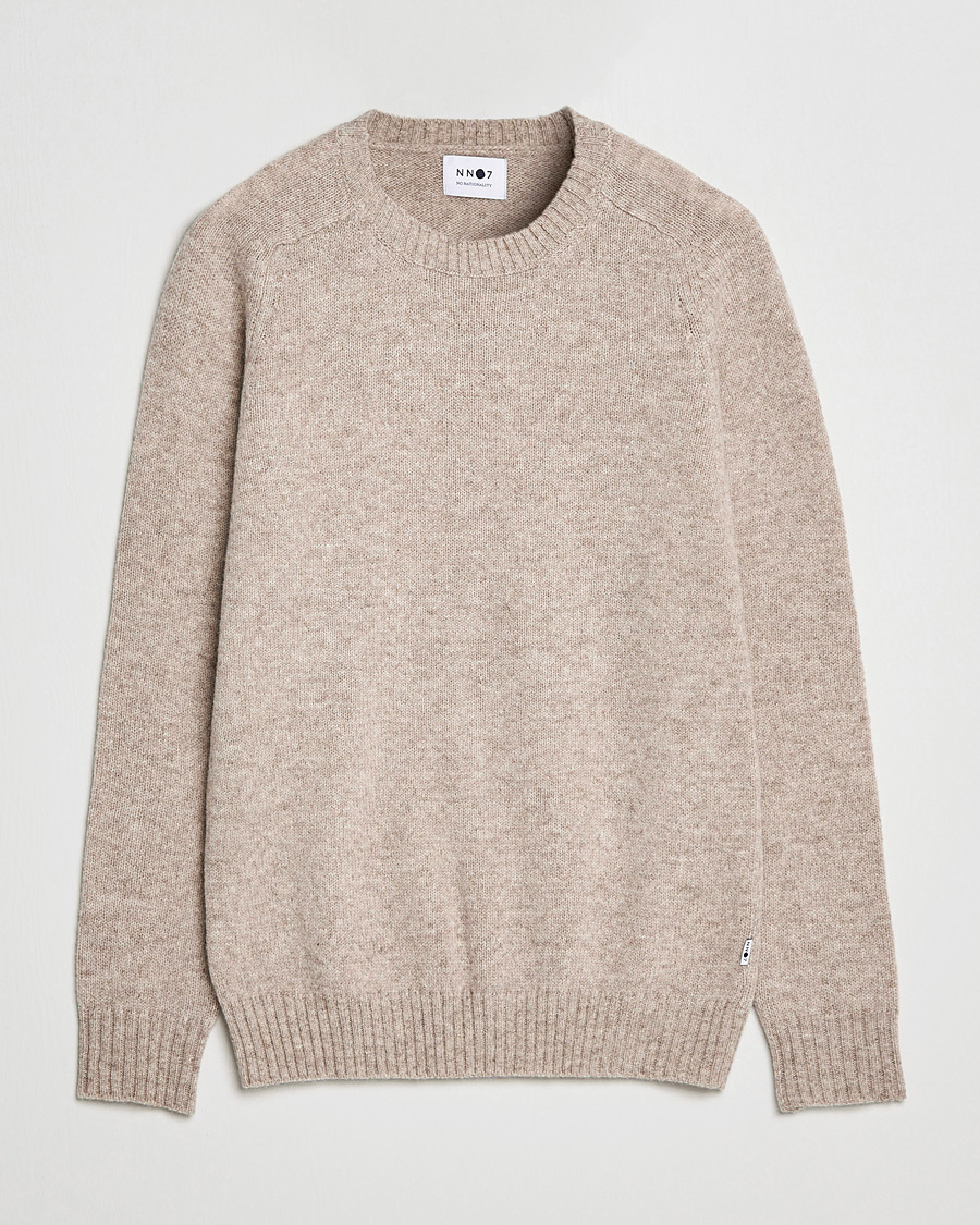 NN07 Nathan Brushed Crew Neck Khaki Melange bei Care of Carl | Strickpullover