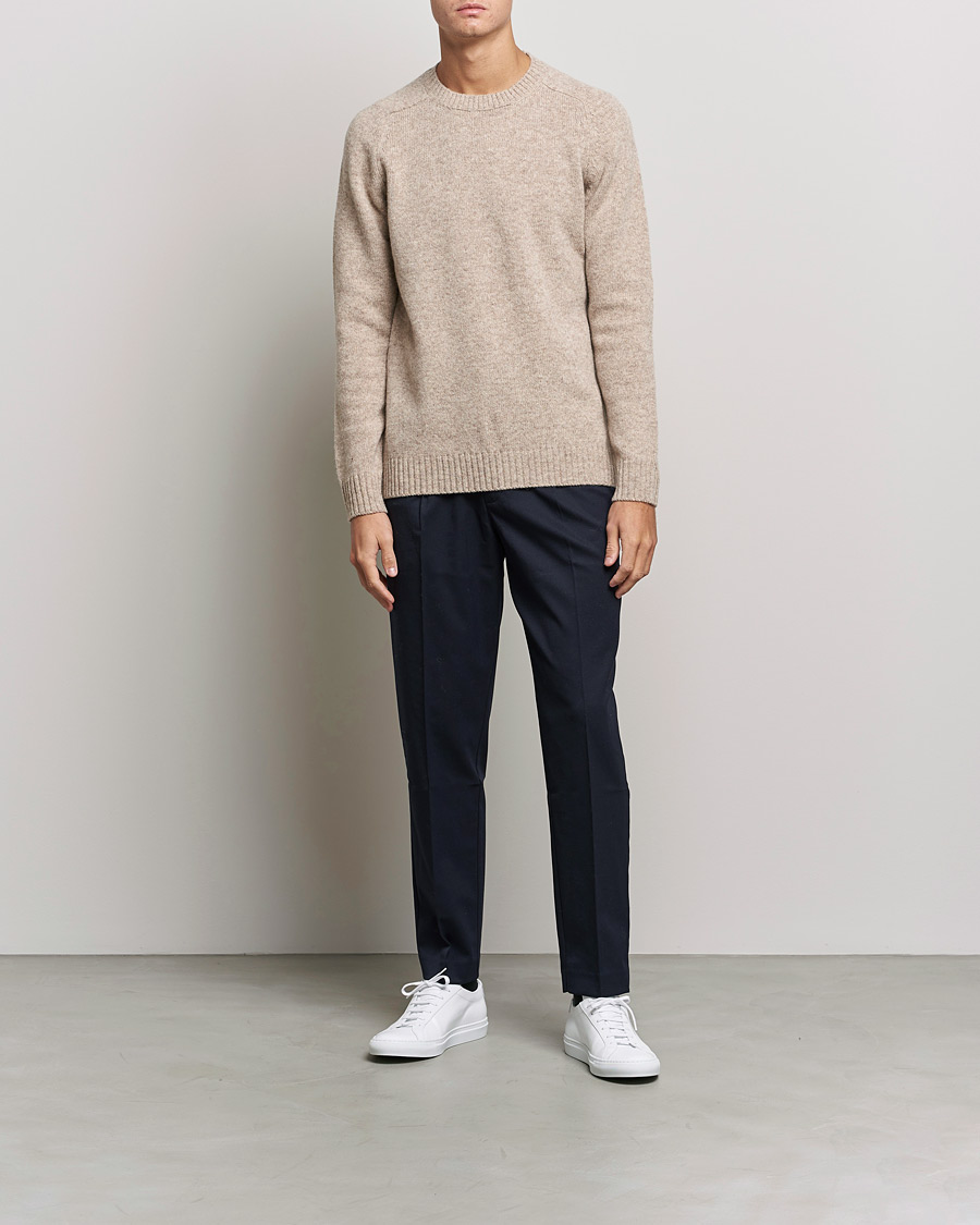 Herren | Pullover | NN07 | Nathan Brushed Crew Neck Khaki Melange