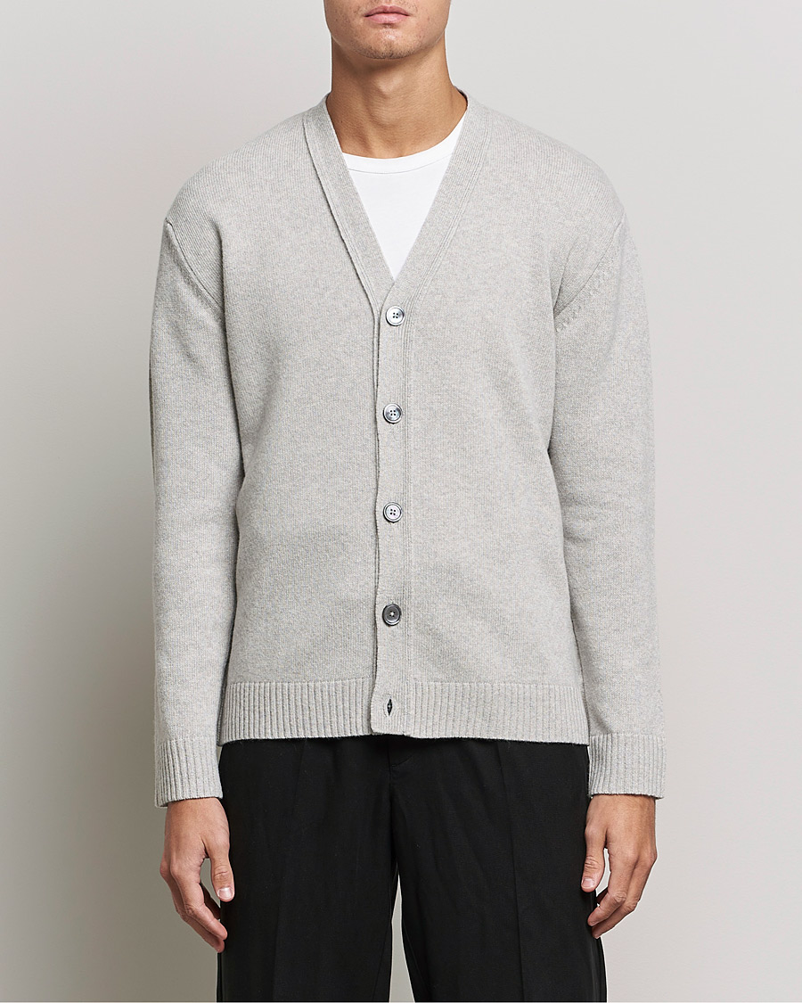 Herren | Pullover | NN07 | Bjorn Lambswool Cardigan Light Grey Melange