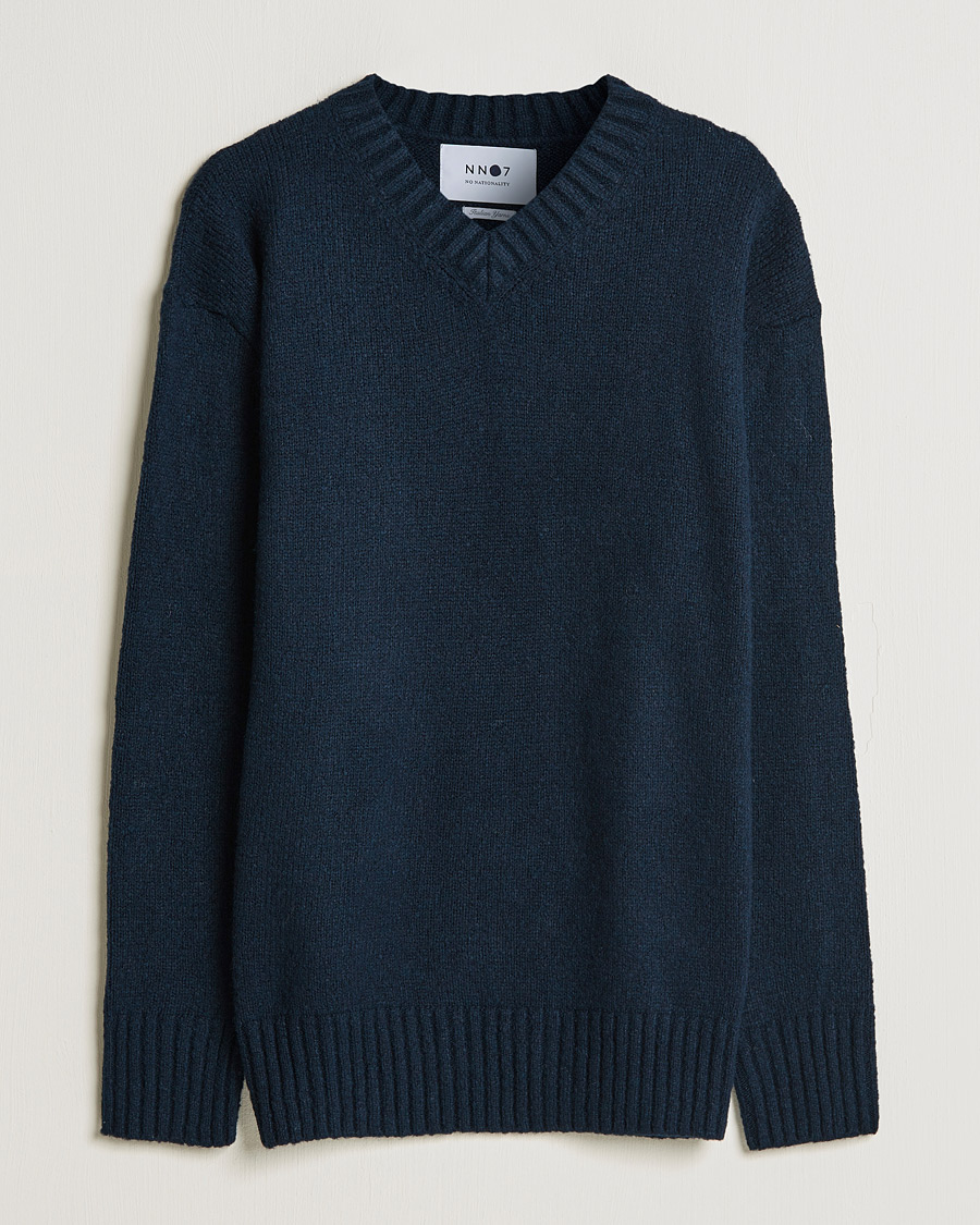 Herren | Pullover | NN07 | Grayson Knitted V-Neck Sweater Navy