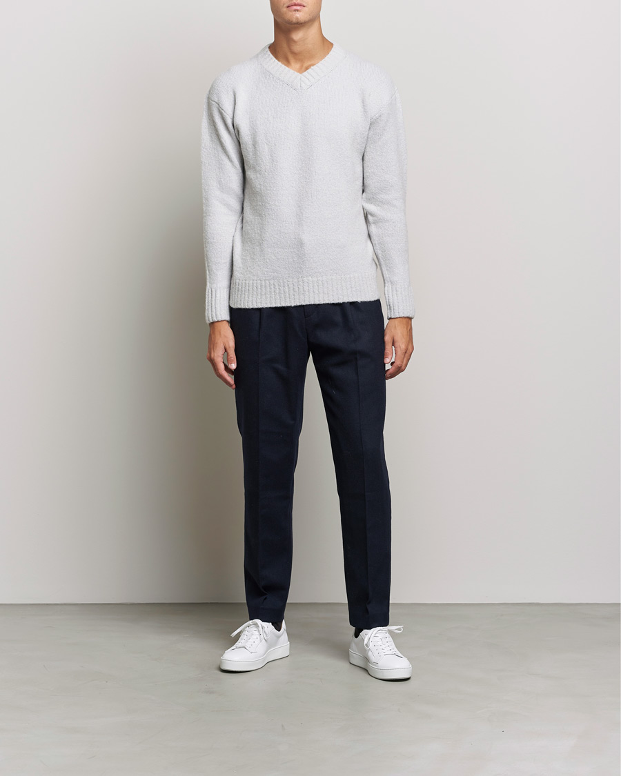 Herren | NN07 | NN07 | Grayson Knitted V-Neck Sweater Light Grey