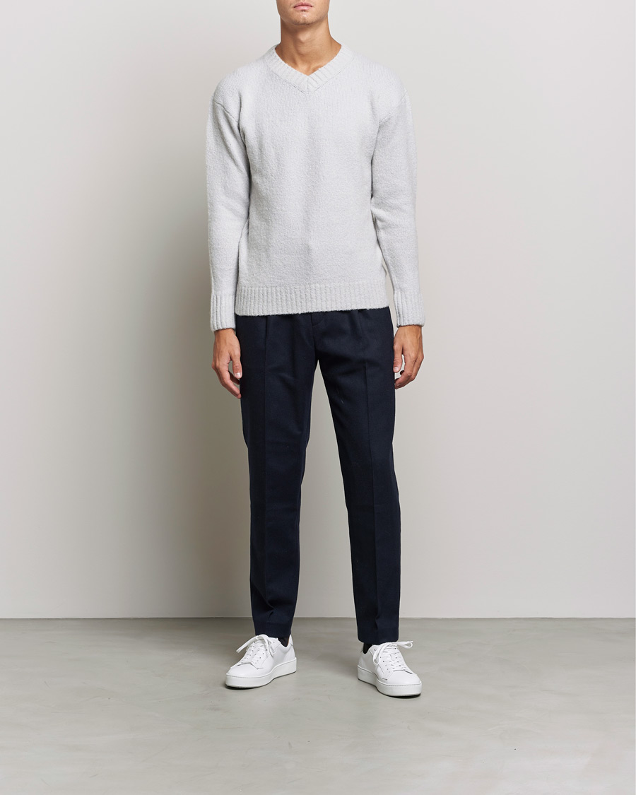 Herren | Pullover | NN07 | Grayson Knitted V-Neck Sweater Light Grey
