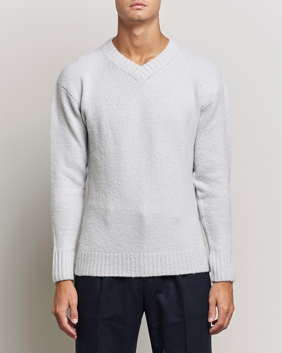 Herren | Pullover | NN07 | Grayson Knitted V-Neck Sweater Light Grey