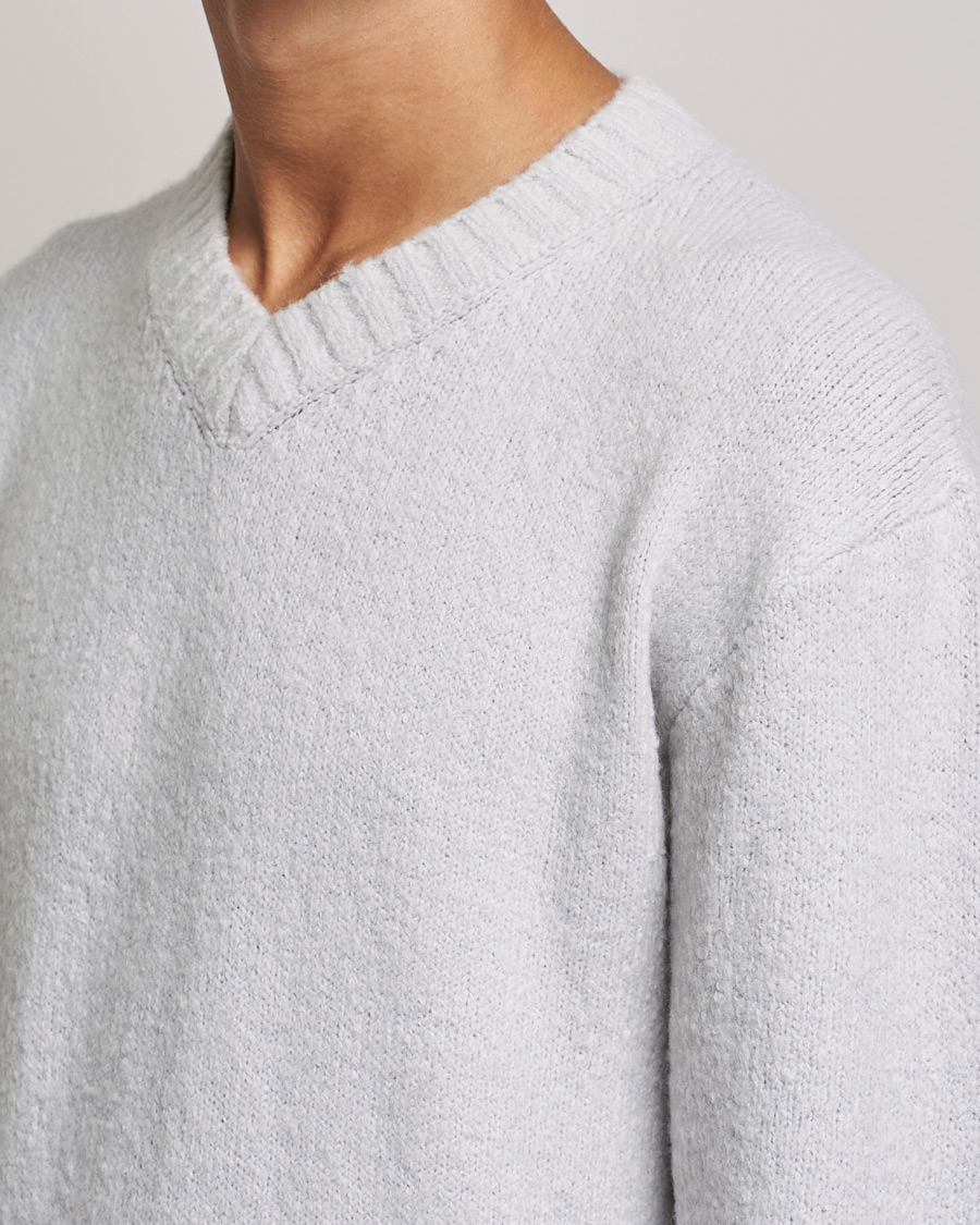 Herren | Pullover | NN07 | Grayson Knitted V-Neck Sweater Light Grey