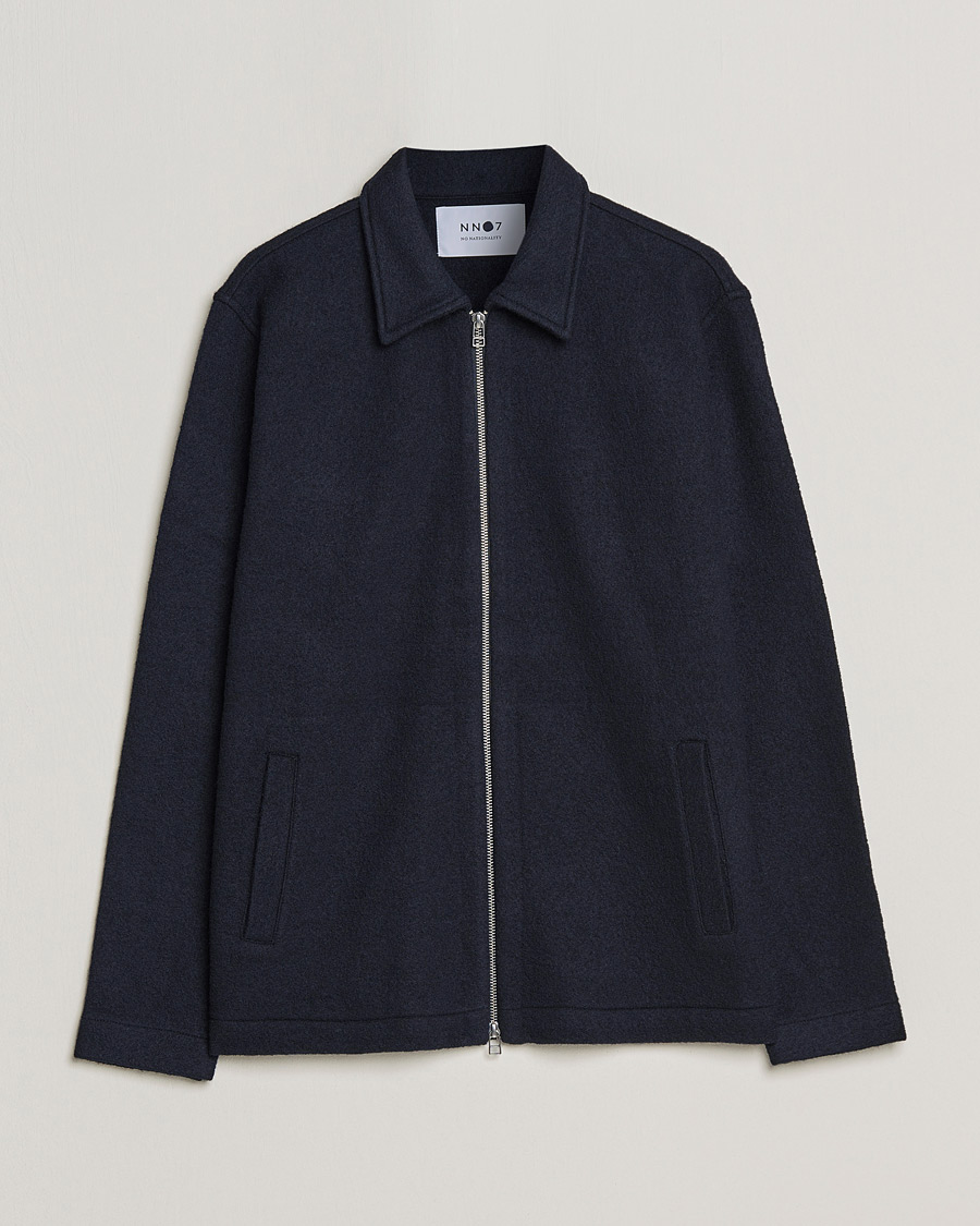 Herren | Pullover | NN07 | Ivan Boiled Wool Full Zip Navy