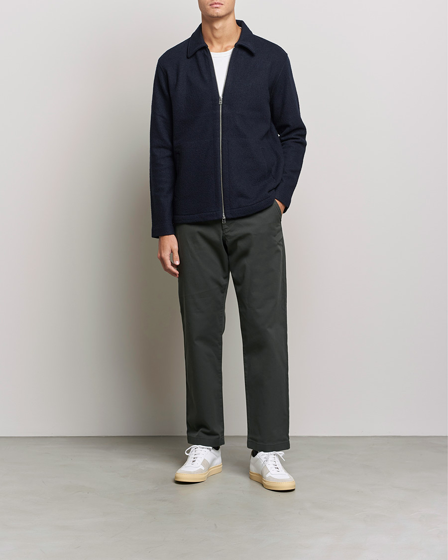 Herren | Pullover | NN07 | Ivan Boiled Wool Full Zip Navy