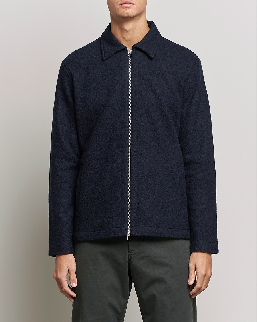 Herren | Pullover | NN07 | Ivan Boiled Wool Full Zip Navy