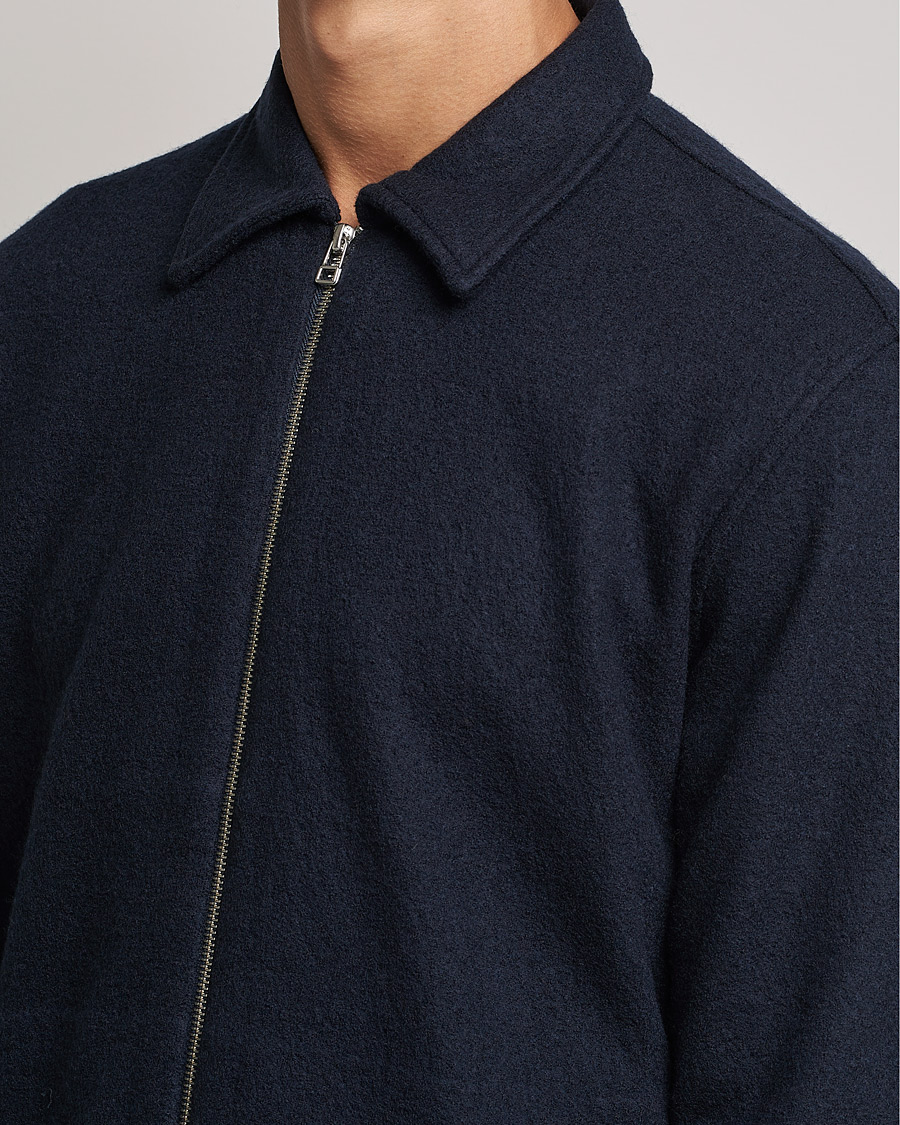 Herren | Pullover | NN07 | Ivan Boiled Wool Full Zip Navy