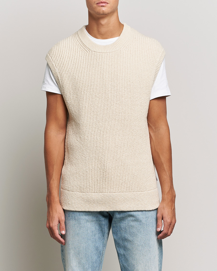 Herren | Pullover | NN07 | Jesse Ribbed Knited Vest Ecru