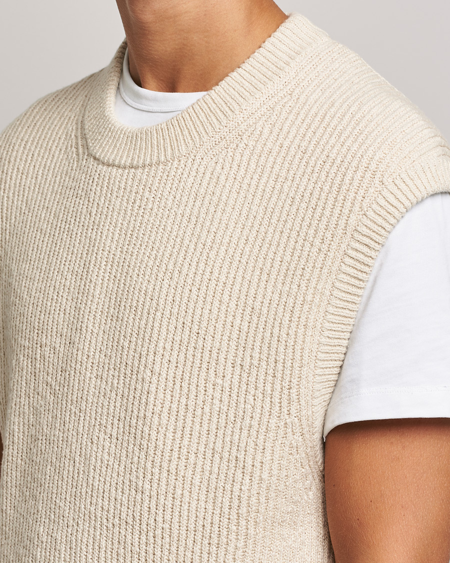 Herren | Pullover | NN07 | Jesse Ribbed Knited Vest Ecru