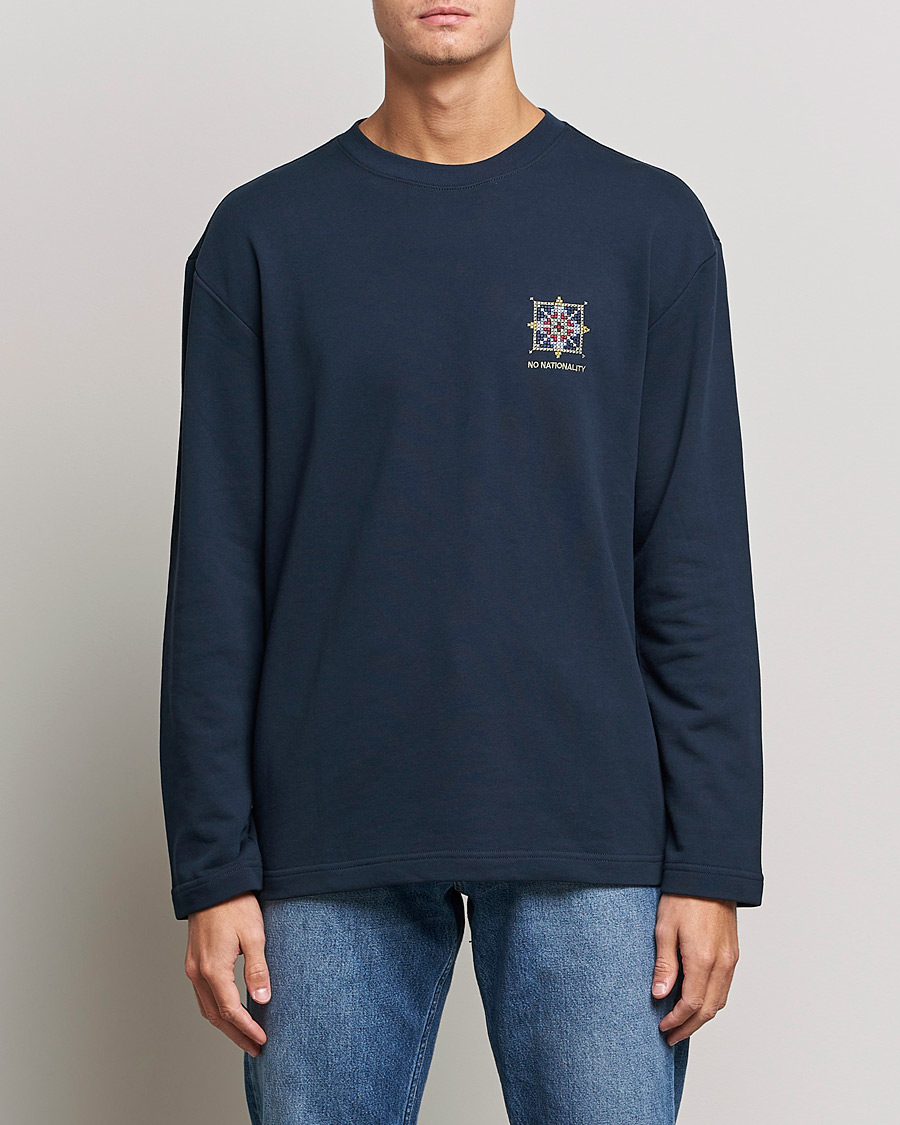 Herren | T-Shirts | NN07 | Alan Heavy Logo Long Sleeve T-Shirt Navy