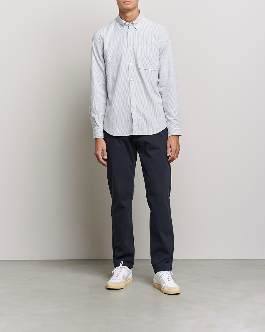 Herren | Hemden | NN07 | Arne Brushed Striped Shirt Blue/White