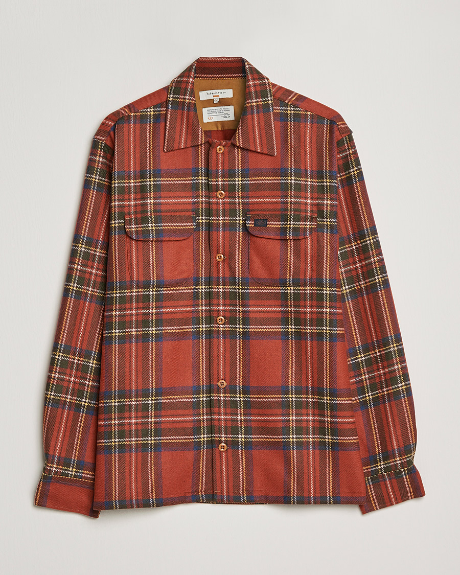 Herren | Hemden | Nudie Jeans | Sten Wool Tartan Check Shirt Poppy Red