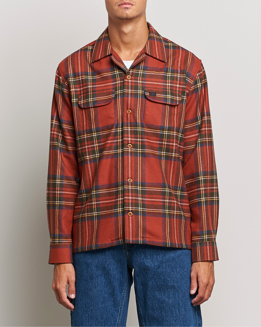 Herren | Hemden | Nudie Jeans | Sten Wool Tartan Check Shirt Poppy Red