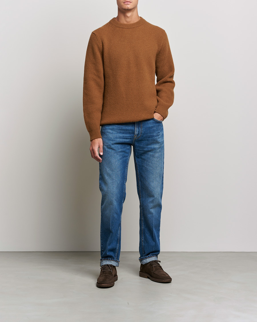 Herren |  | Nudie Jeans | August Wool Rib Knitted Sweater Oak
