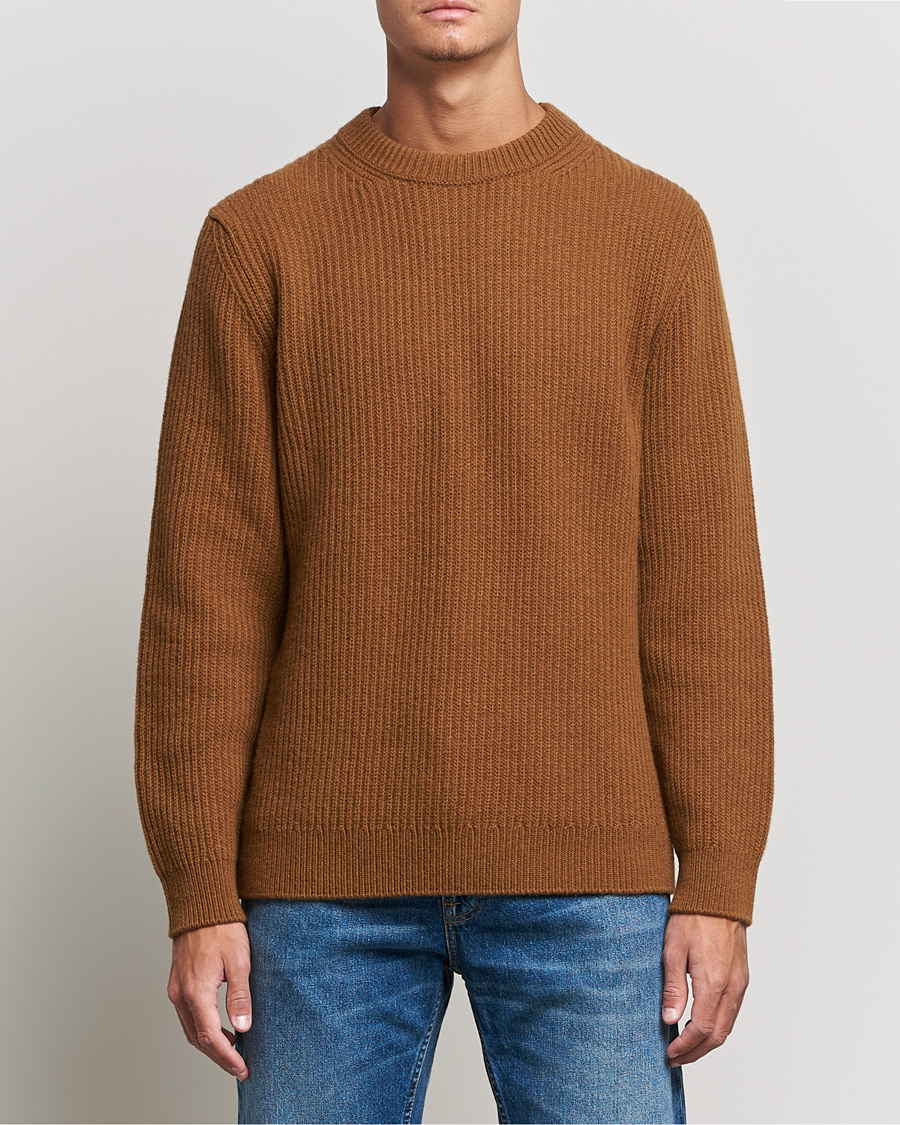 Herren | Nudie Jeans | Nudie Jeans | August Wool Rib Knitted Sweater Oak