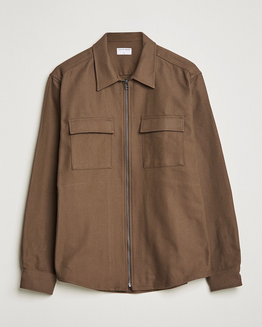 Herren | Hemden | Tiger of Sweden | Noel P Herringbone Shirt Olive Extreme
