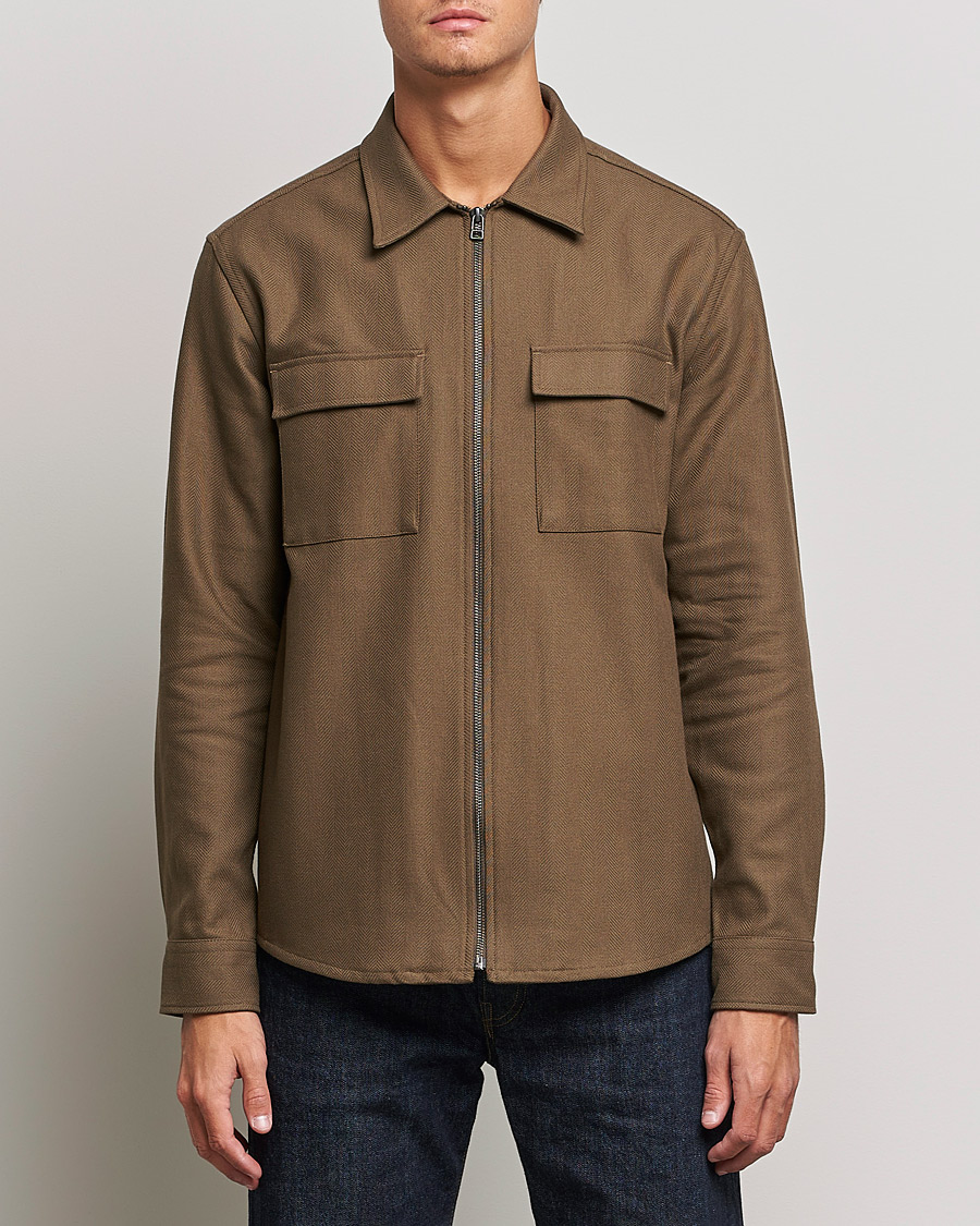 Herren | Hemden | Tiger of Sweden | Noel P Herringbone Shirt Olive Extreme