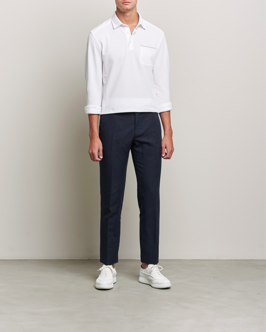 Herren | Pullover | Zegna | Long Sleeve Cotton Piquet Polo White