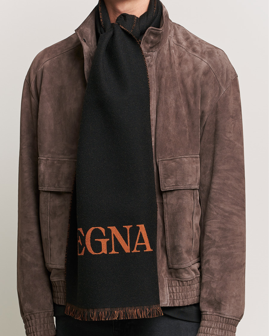 Herren | Zegna Bicolor Wool Scarf Black | Zegna | Bicolor Wool Scarf Black