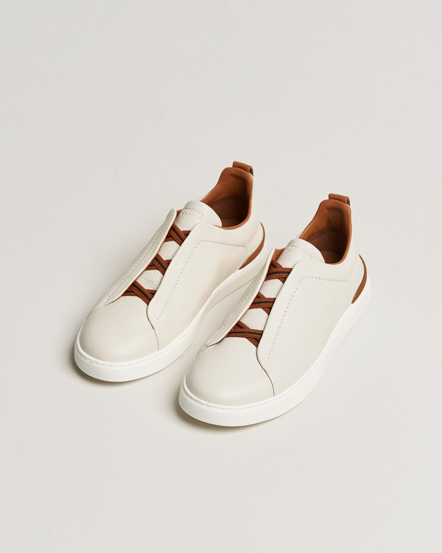 Herren |  | Zegna | Triple Stitch Sneaker White Deerskin