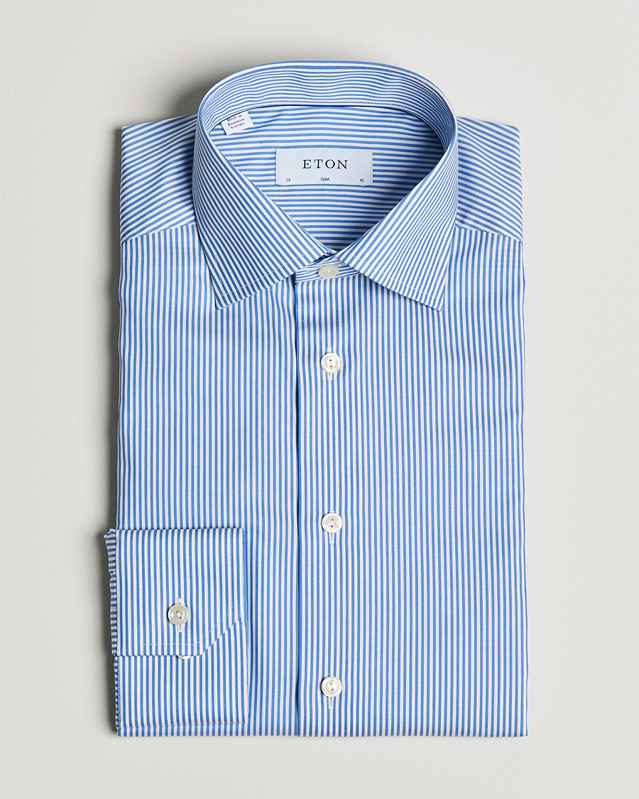 Herren | Hemden | Eton | Bengal Stripe Fine Twill Shirt Royal Blue