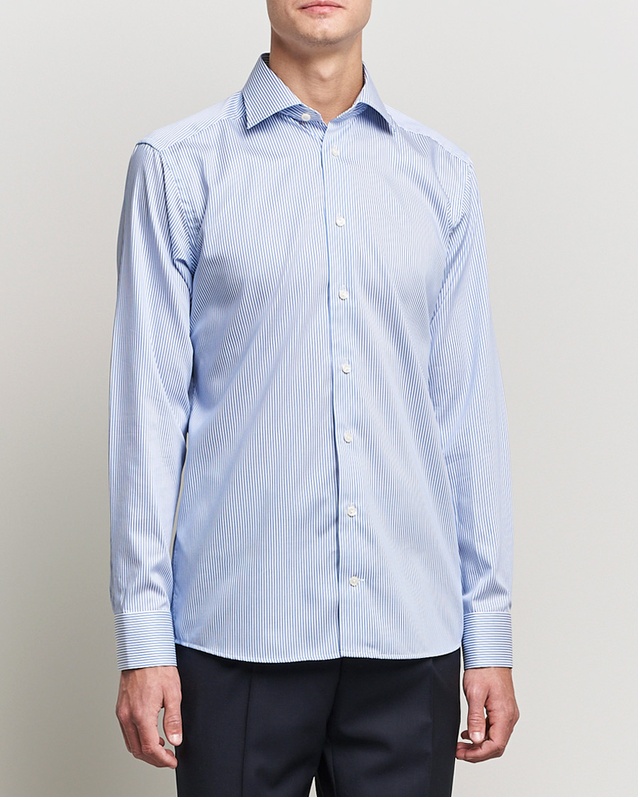 Herren |  | Eton | Bengal Stripe Fine Twill Shirt Royal Blue