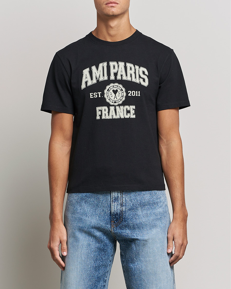 Herren | Kurzarm T-Shirt | AMI | Paris College T-Shirt Black