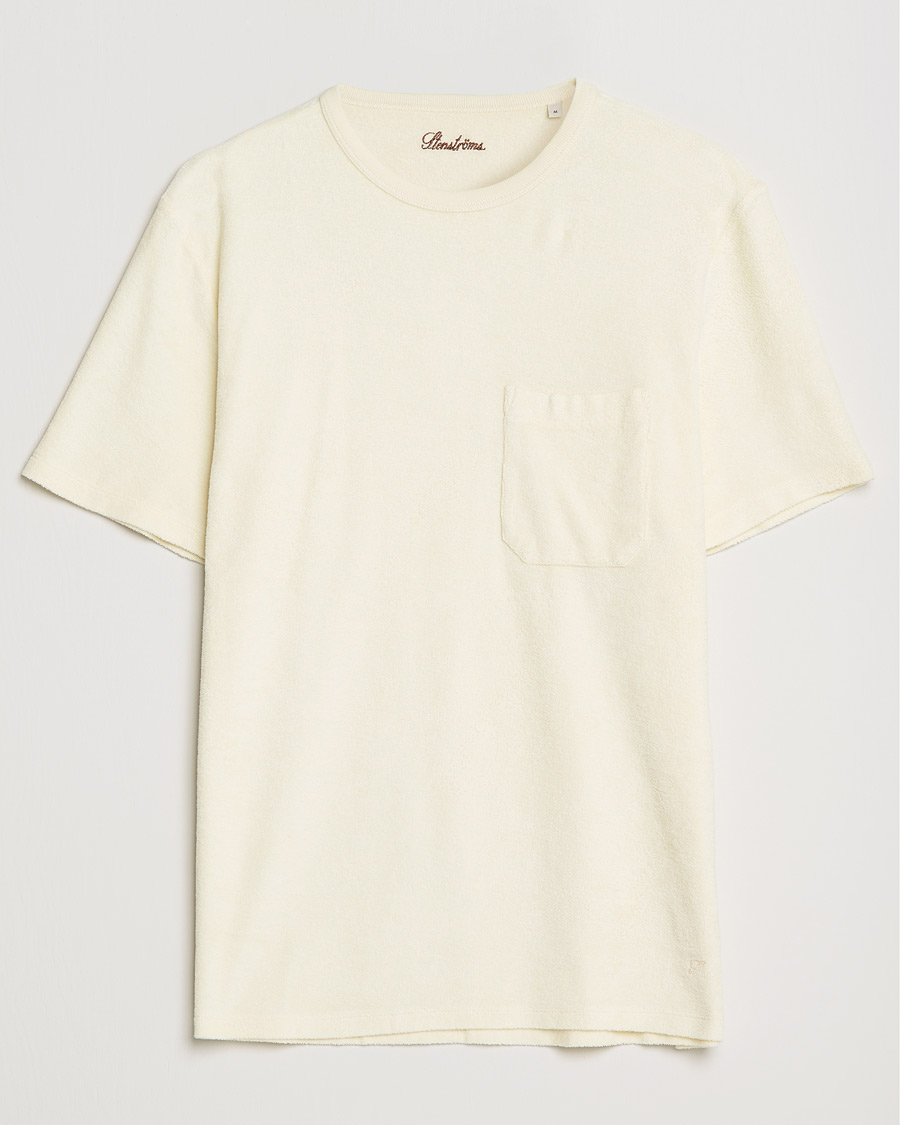 Herren | T-Shirts | Stenströms | Towelling Cotton T-Shirt Cream