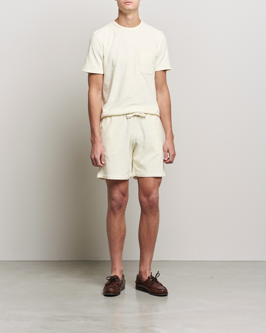 Herren | T-Shirts | Stenströms | Towelling Cotton T-Shirt Cream