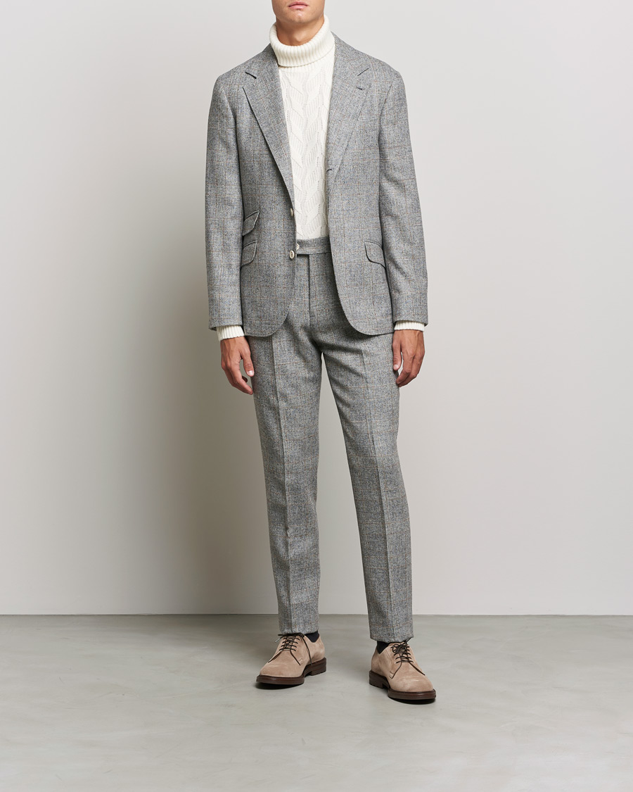 Herren | Anzüge | Brunello Cucinelli | Prince Of Wales Flannel Suit Grey Melange