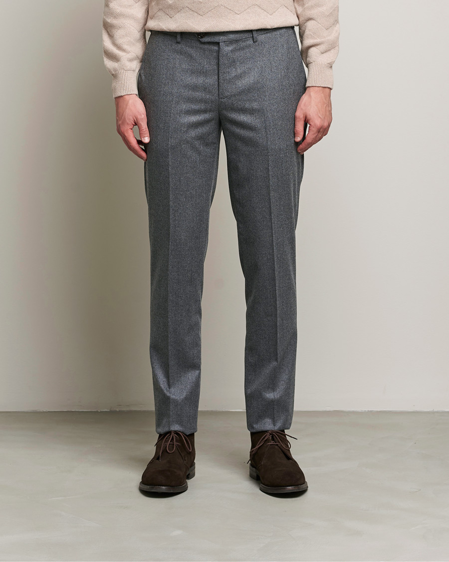 Herren |  | Brunello Cucinelli | Slim Fit Flannel Trousers Grey Melange