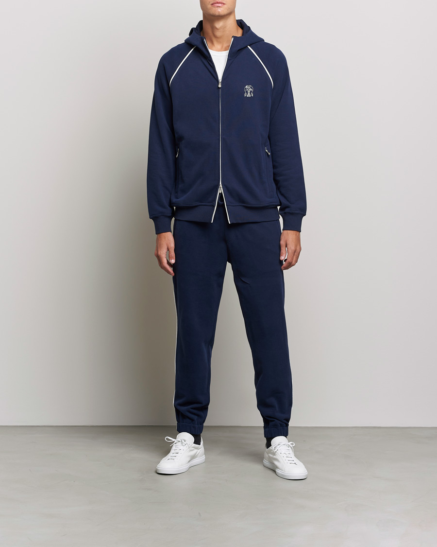 Herren | Pullover | Brunello Cucinelli | Soft Cotton Zip Sweater Cobalt Blue